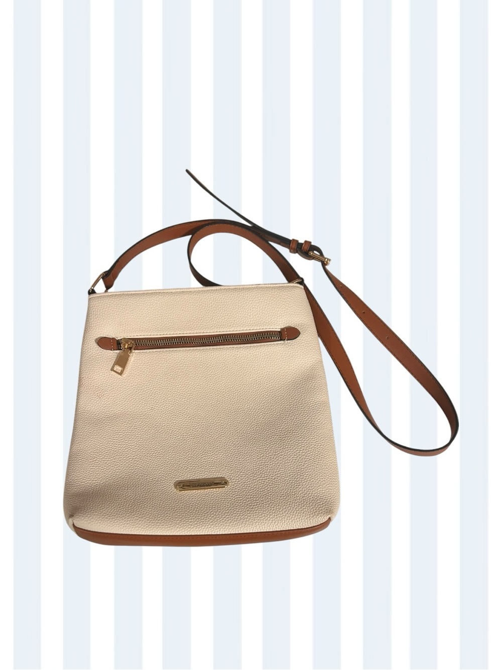 BOSTANTEN cream pebble vegan leather shoulder/crossbody bag